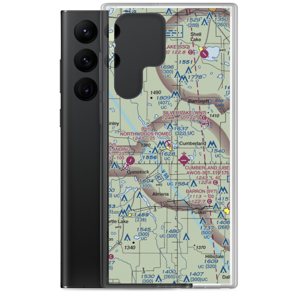 Northwoods Romeo Seaplane Base (4WI3) VFR Sectional Samsung Case Samsung Galaxy S22 Ultra model shown