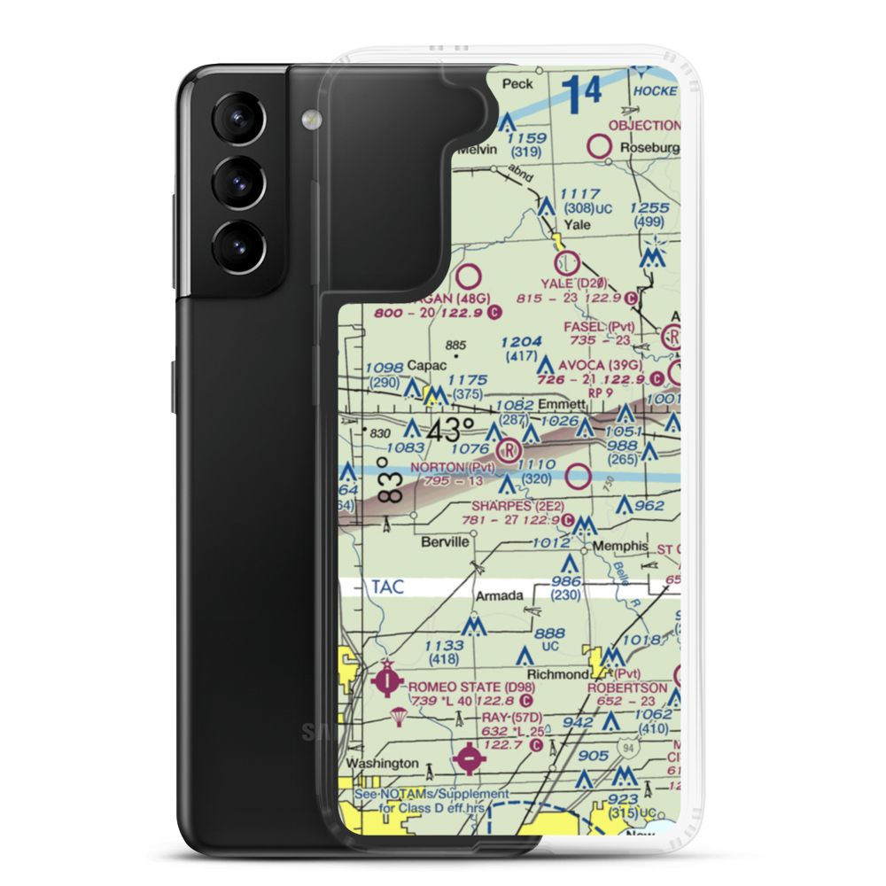 Norton Field (75MI) VFR Sectional Samsung Case Samsung Galaxy S21 Plus model shown