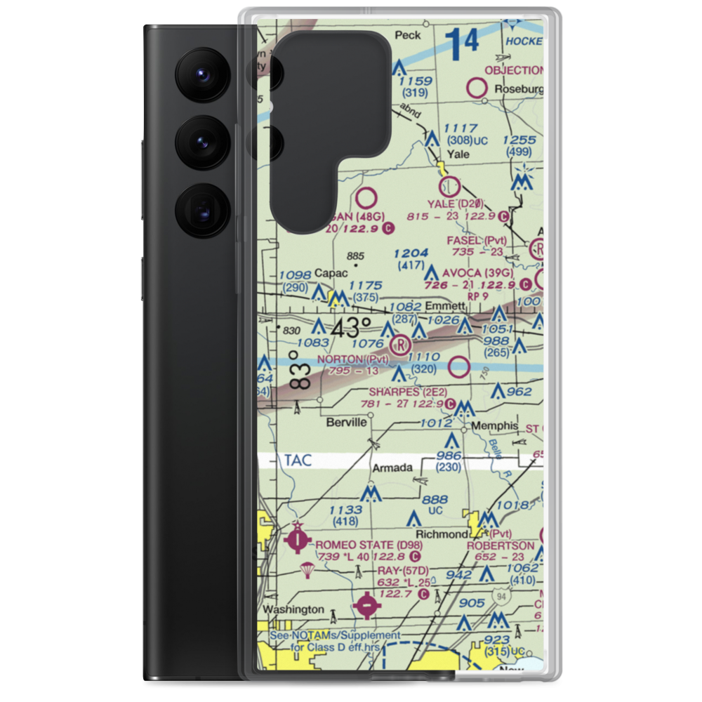 Norton Field (75MI) VFR Sectional Samsung Case Samsung Galaxy S22 Ultra model shown