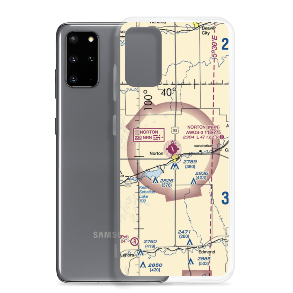 Norton Municipal Airport (NRN) VFR Sectional Samsung Case Samsung Galaxy S20 Plus model shown
