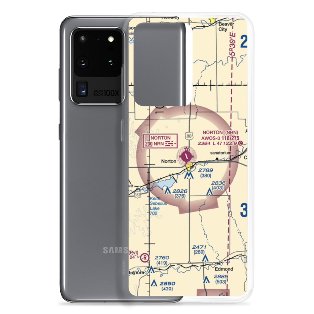 Norton Municipal Airport (NRN) VFR Sectional Samsung Case Samsung Galaxy S20 Ultra model shown