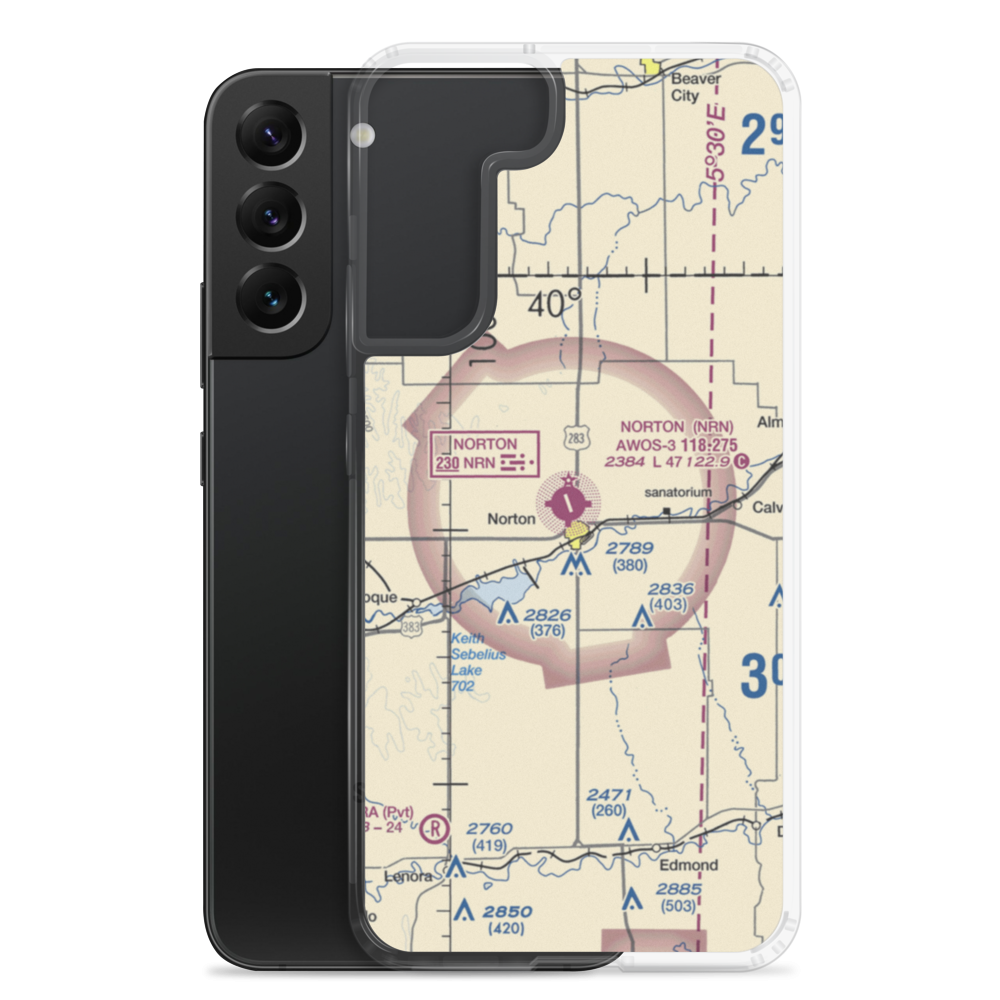 Norton Municipal Airport (NRN) VFR Sectional Samsung Case Samsung Galaxy S22 Plus model shown