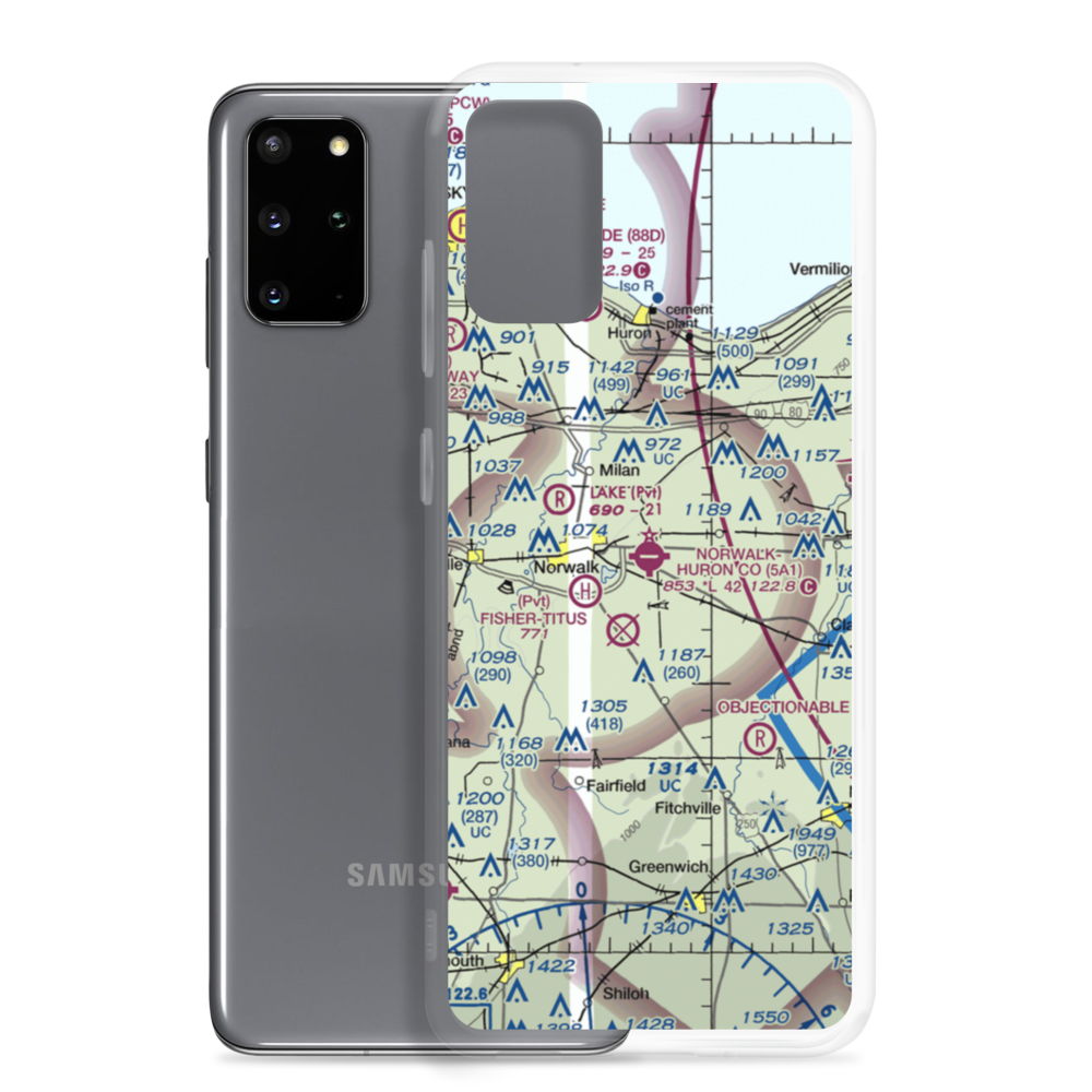 Norwalk Huron County Airport (5A1) VFR Sectional Samsung Case Samsung Galaxy S20 Plus model shown