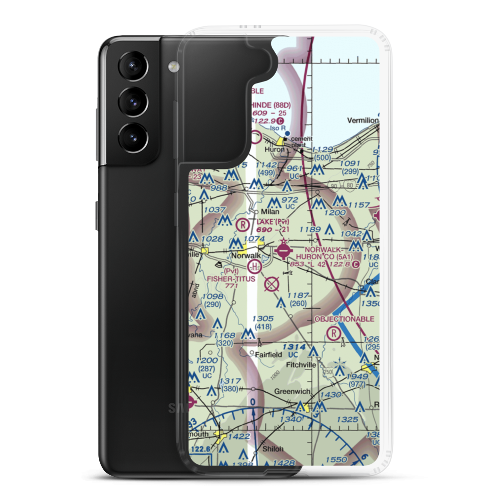 Norwalk Huron County Airport (5A1) VFR Sectional Samsung Case Samsung Galaxy S21 Plus model shown