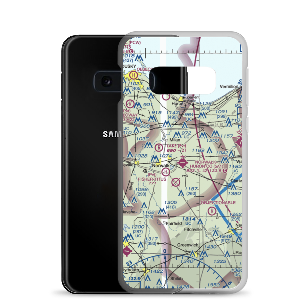 Norwalk Huron County Airport (5A1) VFR Sectional Samsung Case Samsung Galaxy S10e model shown