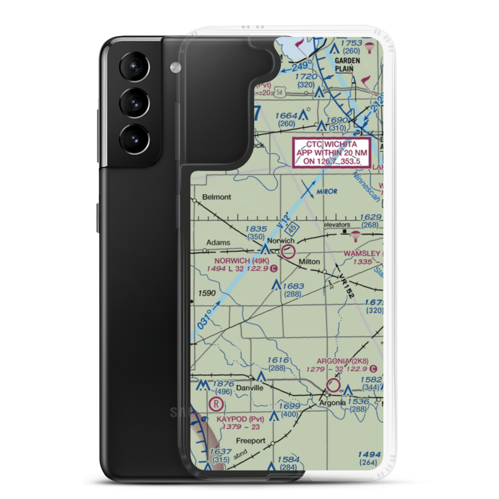 Norwich Airport (49K) VFR Sectional Samsung Case Samsung Galaxy S21 Plus model shown