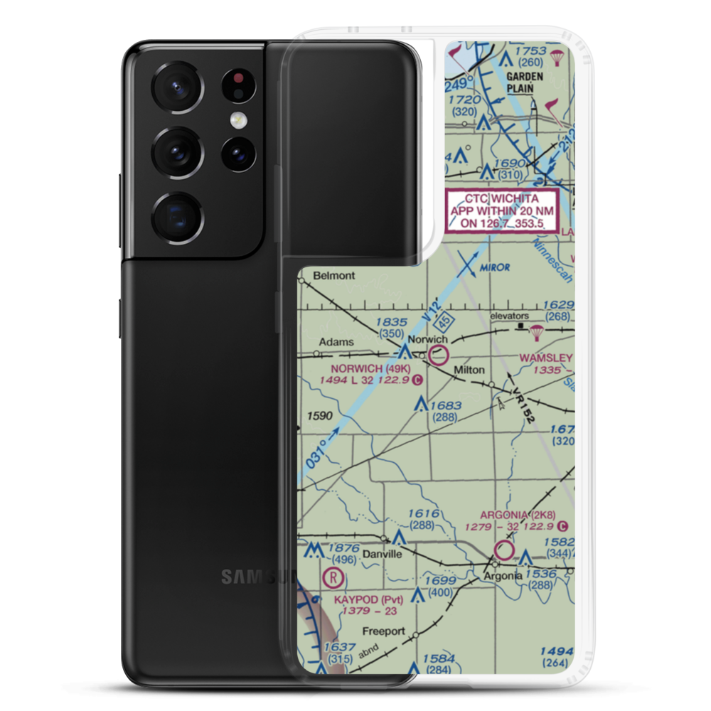 Norwich Airport (49K) VFR Sectional Samsung Case Samsung Galaxy S21 Ultra model shown