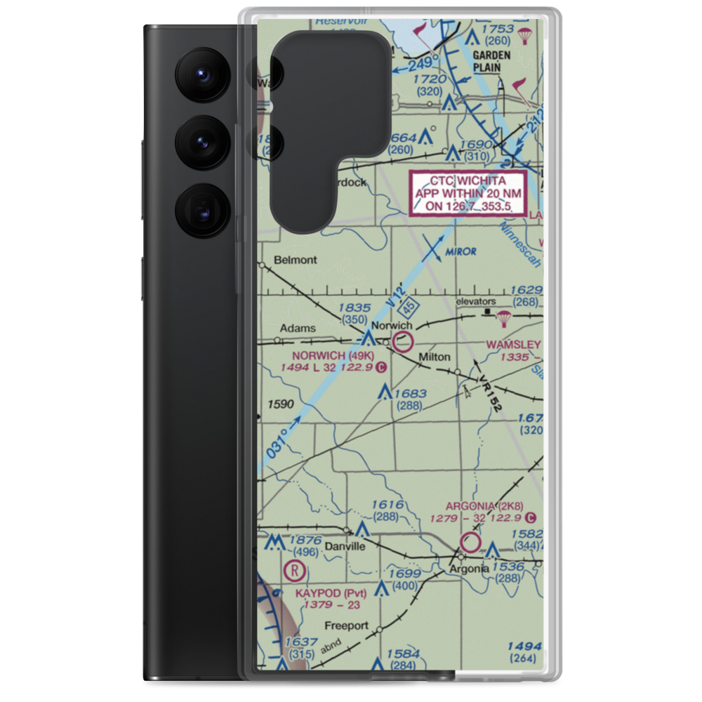 Norwich Airport (49K) VFR Sectional Samsung Case Samsung Galaxy S22 Ultra model shown