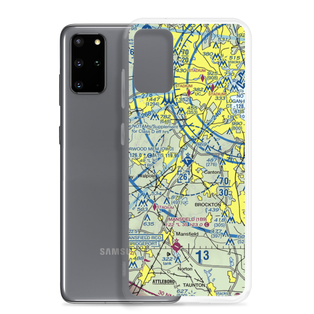 Norwood Memorial Airport (OWD) VFR Sectional Samsung Case Samsung Galaxy S20 Plus model shown