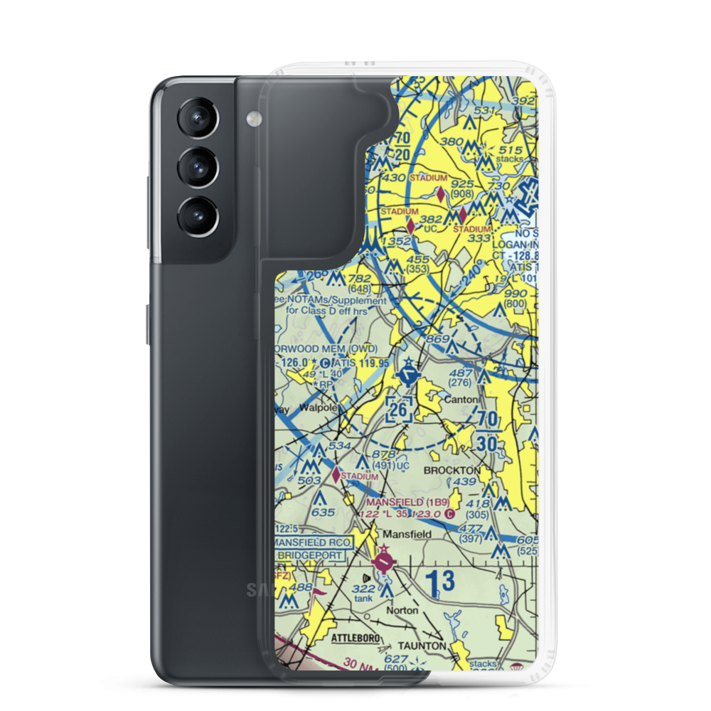 Norwood Memorial Airport (OWD) VFR Sectional Samsung Case Samsung Galaxy S21 model shown