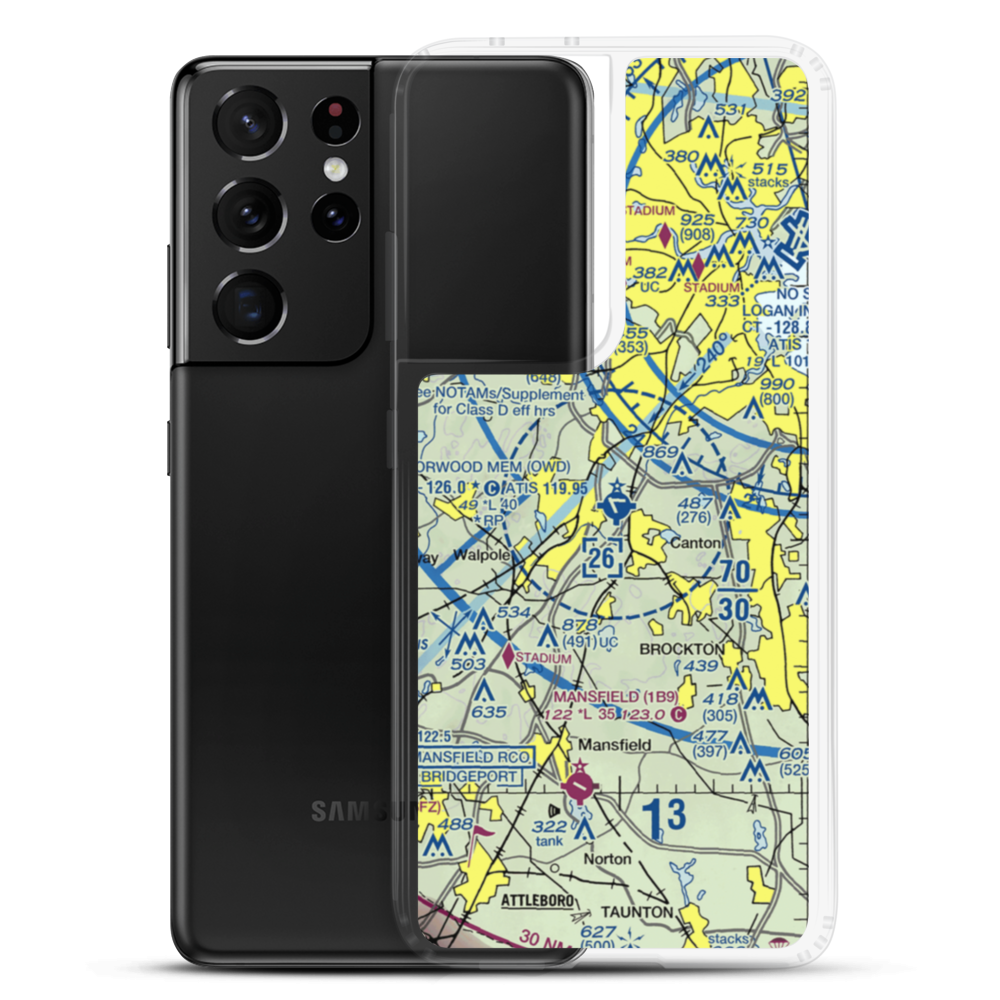 Norwood Memorial Airport (OWD) VFR Sectional Samsung Case Samsung Galaxy S21 Ultra model shown