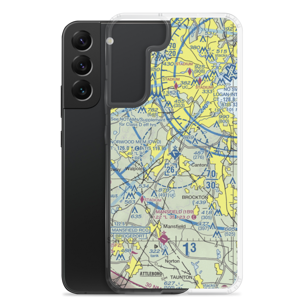 Norwood Memorial Airport (OWD) VFR Sectional Samsung Case Samsung Galaxy S22 Plus model shown
