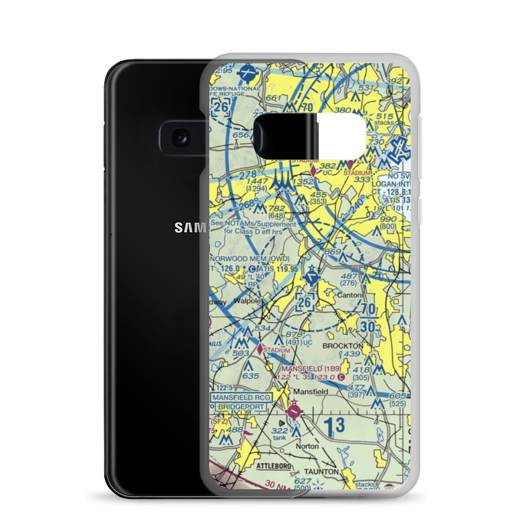 Norwood Memorial Airport (OWD) VFR Sectional Samsung Case Samsung Galaxy S10e model shown