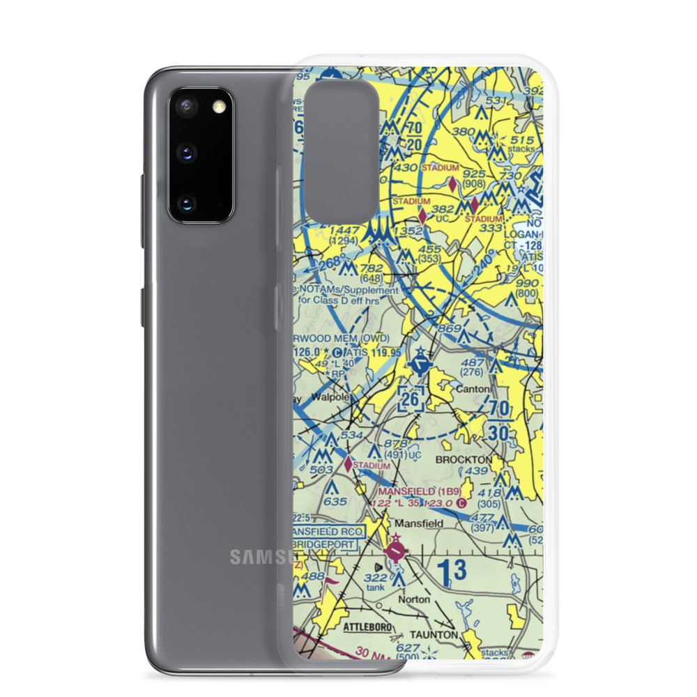 Norwood Memorial Airport (OWD) VFR Sectional Samsung Case Samsung Galaxy S20 model shown