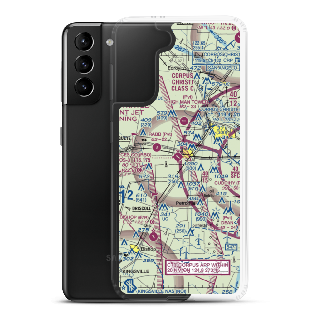 Nueces County Airport (RBO) VFR Sectional Samsung Case Samsung Galaxy S21 Plus model shown