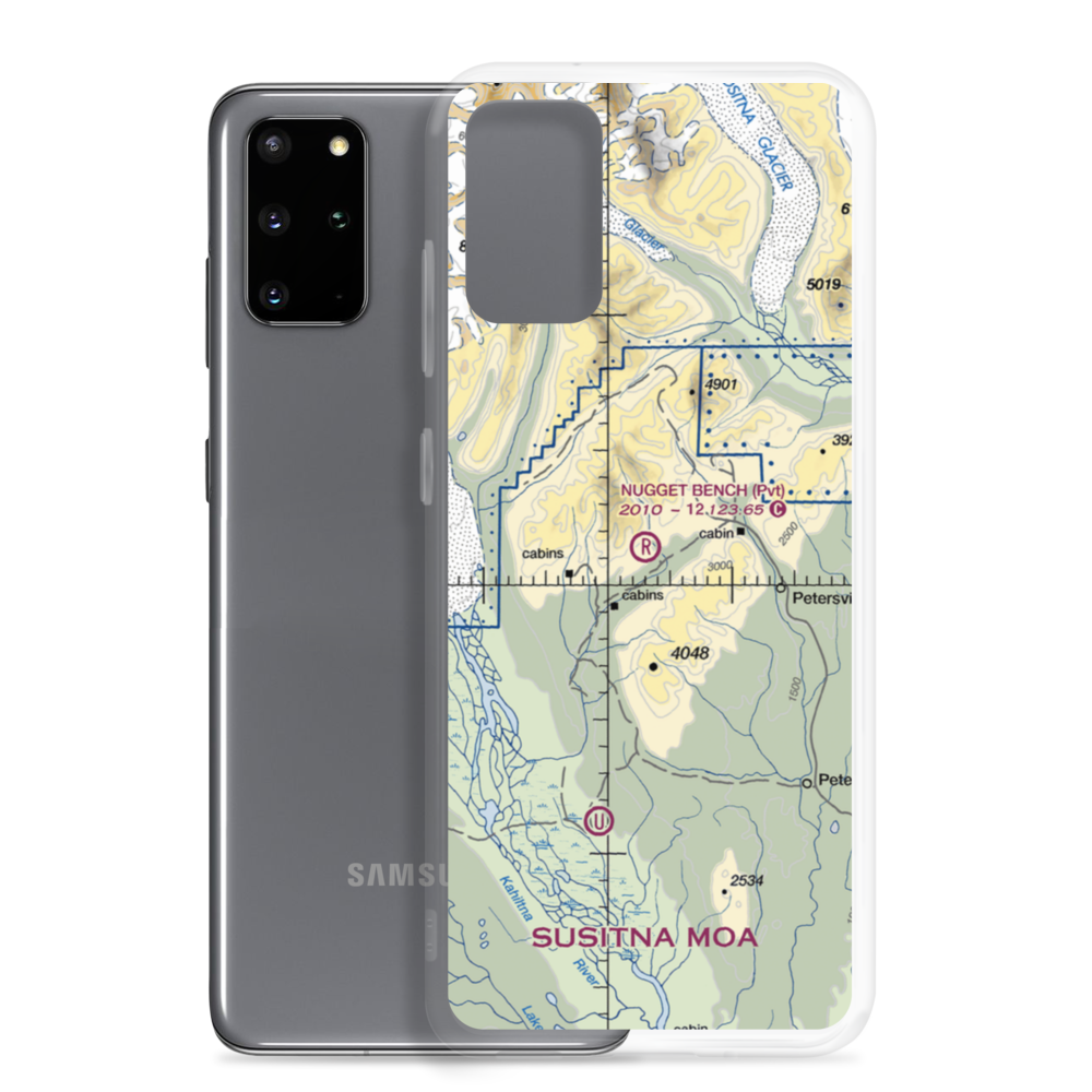 Nugget Bench Airport (33AK) VFR Sectional Samsung Case Samsung Galaxy S20 Plus model shown