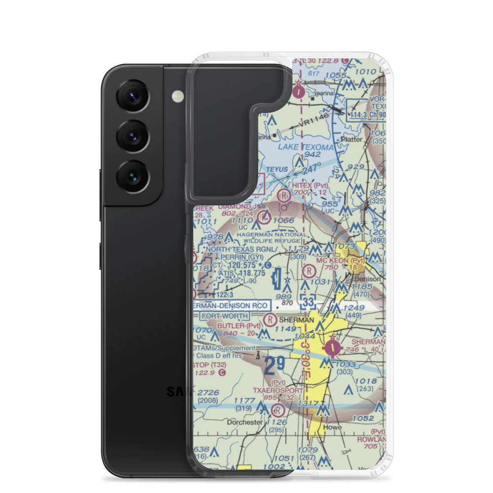 Nuggs Flying M Airport (TE68) VFR Sectional Samsung Case Samsung Galaxy S22 model shown