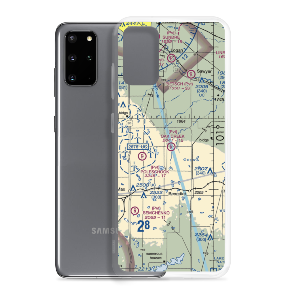 Oak Creek Airport (70ND) VFR Sectional Samsung Case Samsung Galaxy S20 Plus model shown