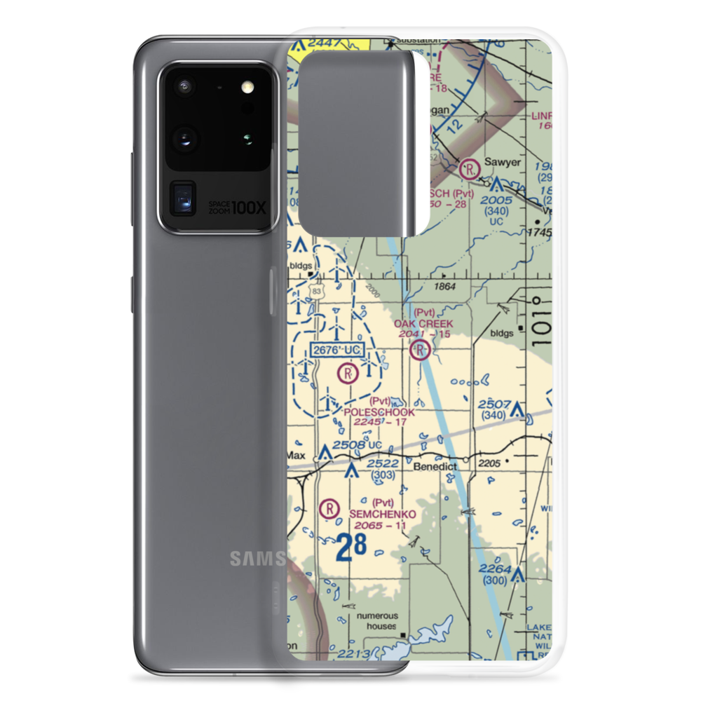 Oak Creek Airport (70ND) VFR Sectional Samsung Case Samsung Galaxy S20 Ultra model shown