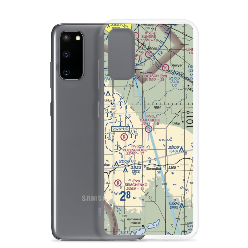 Oak Creek Airport (70ND) VFR Sectional Samsung Case Samsung Galaxy S20 model shown