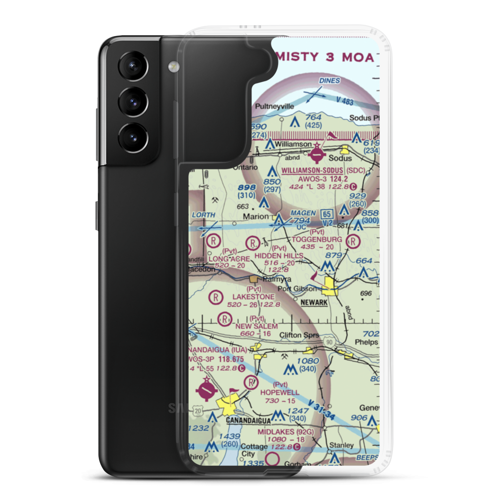 Oak Ridge Airport (NY16) VFR Sectional Samsung Case Samsung Galaxy S21 Plus model shown
