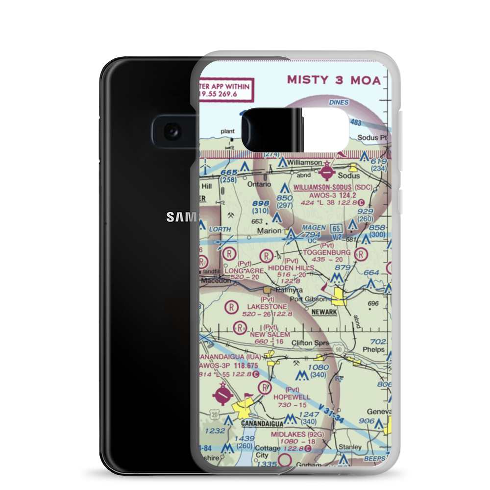 Oak Ridge Airport (NY16) VFR Sectional Samsung Case Samsung Galaxy S10e model shown
