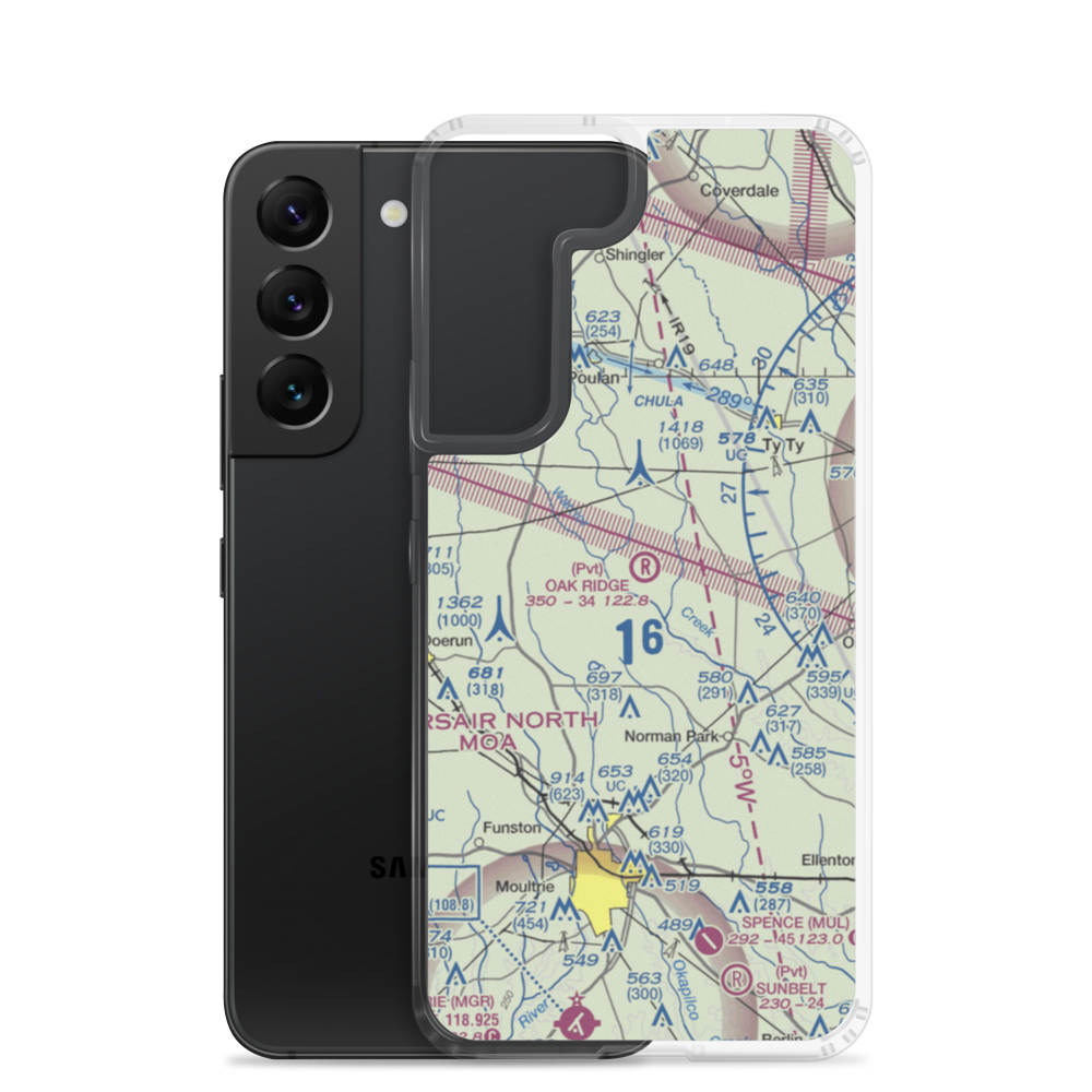 Oak Ridge Plantation Airport (13GA) VFR Sectional Samsung Case Samsung Galaxy S22 model shown
