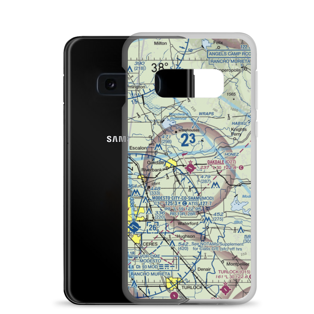 Oakdale Airport (O27) VFR Sectional Samsung Case Samsung Galaxy S10e model shown