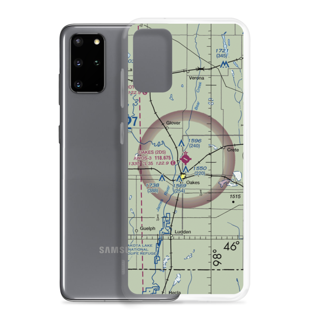 Oakes Municipal Airport (2D5) VFR Sectional Samsung Case Samsung Galaxy S20 Plus model shown