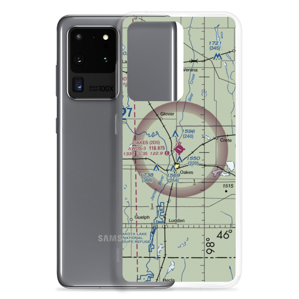 Oakes Municipal Airport (2D5) VFR Sectional Samsung Case Samsung Galaxy S20 Ultra model shown