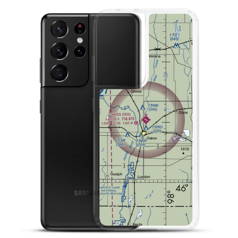 Oakes Municipal Airport (2D5) VFR Sectional Samsung Case Samsung Galaxy S21 Ultra model shown