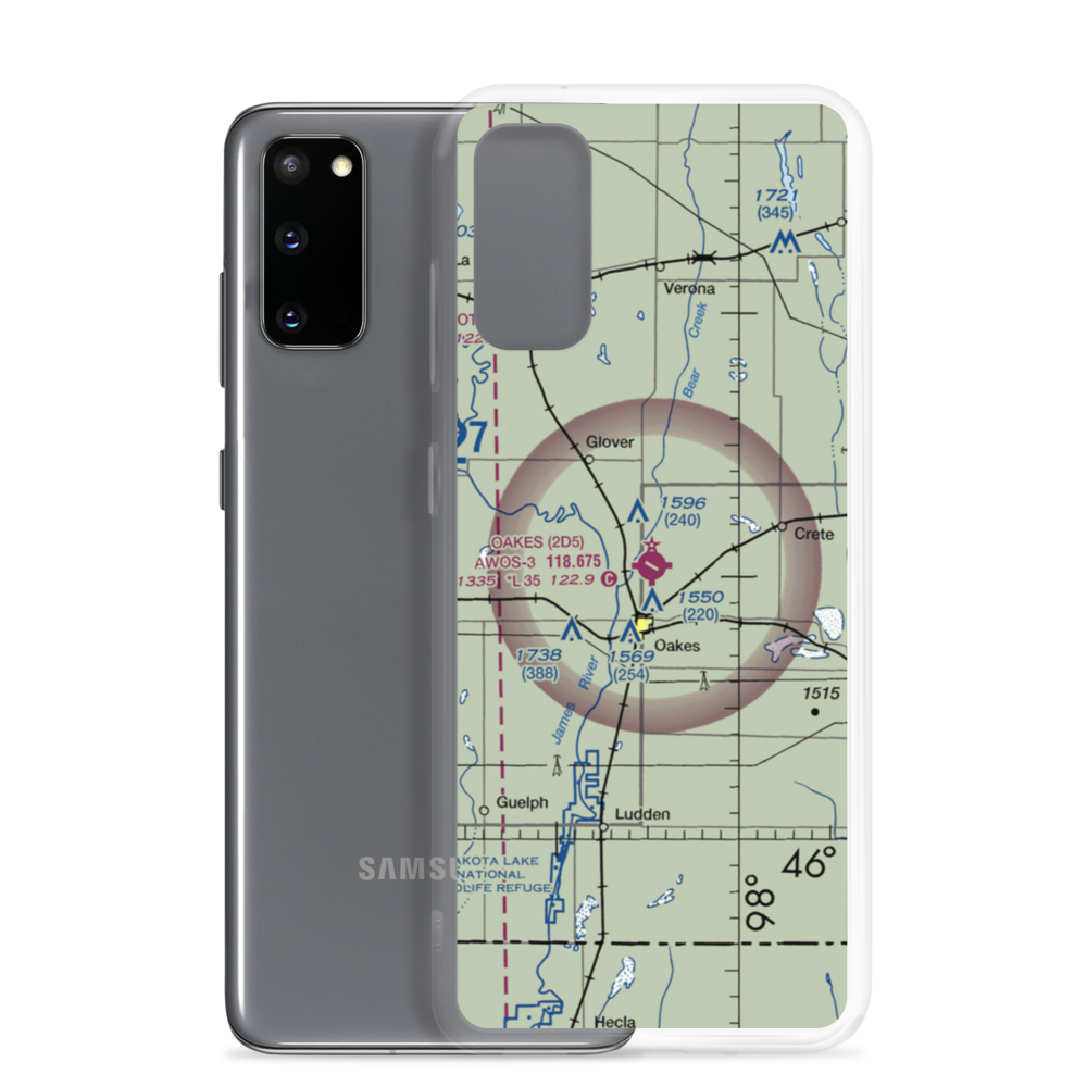 Oakes Municipal Airport (2D5) VFR Sectional Samsung Case Samsung Galaxy S20 model shown