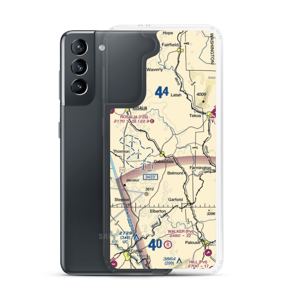 Oakesdale Airport (75DC) VFR Sectional Samsung Case Samsung Galaxy S21 model shown