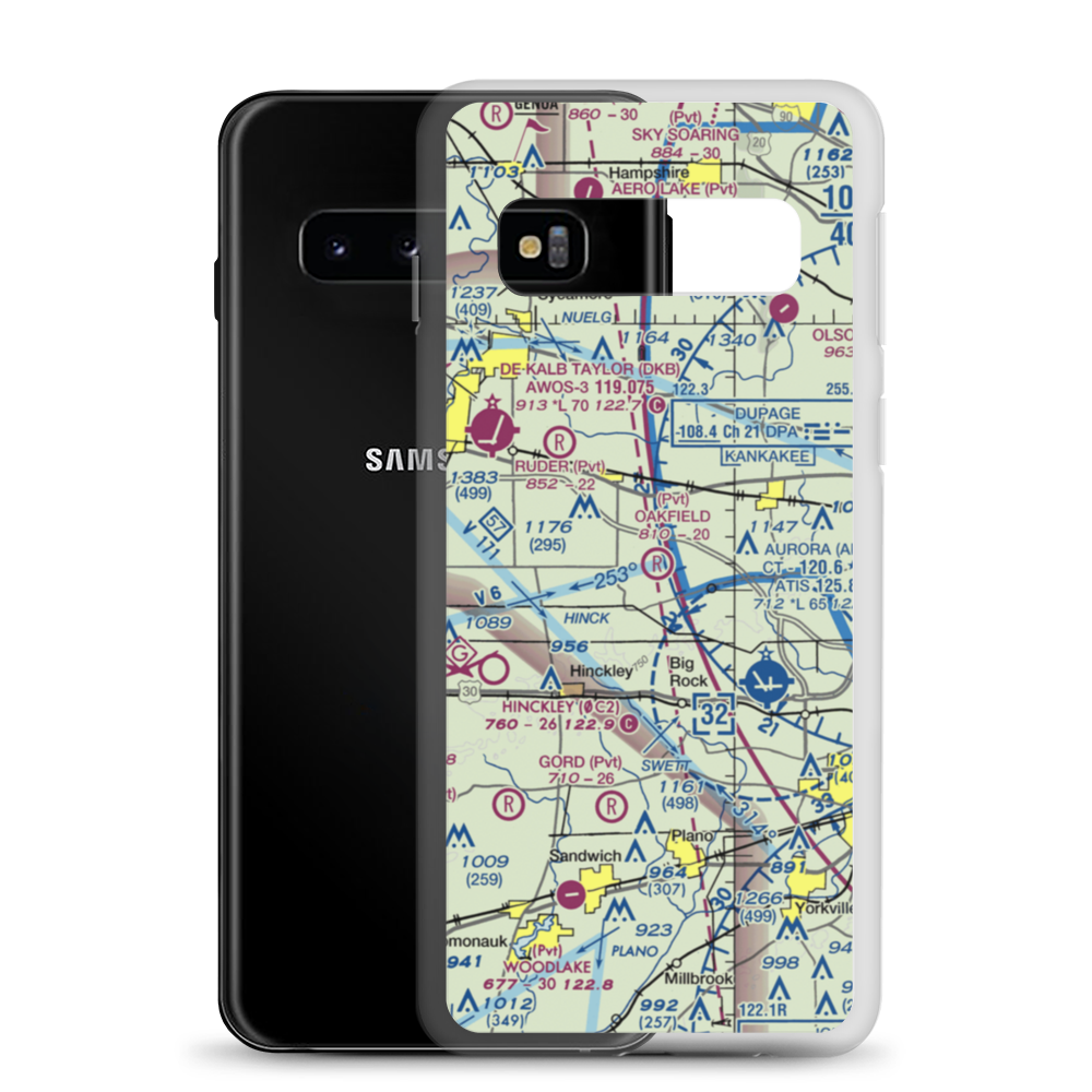 Oakfield RLA Airport (IL85) VFR Sectional Samsung Case Samsung Galaxy S10 model shown