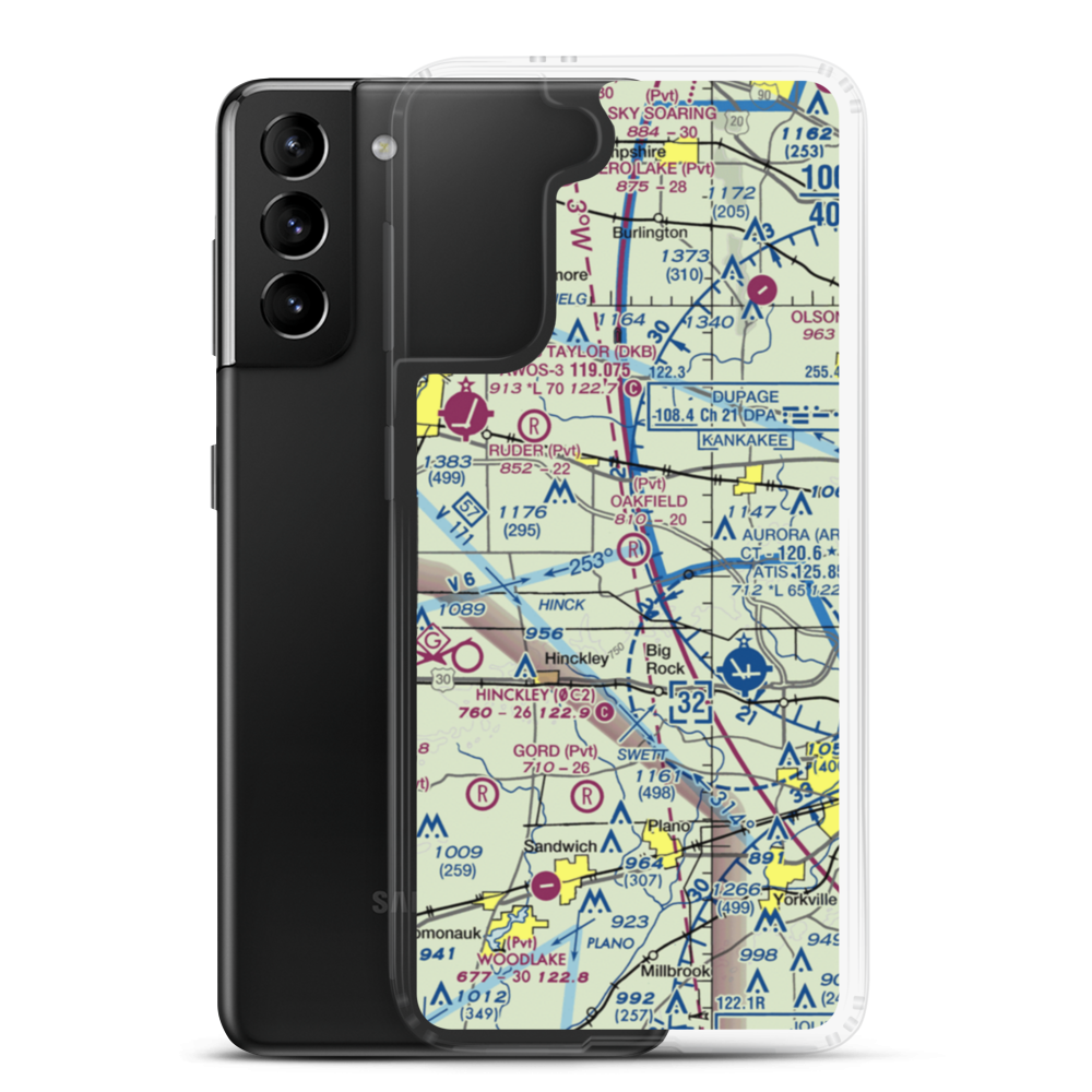 Oakfield RLA Airport (IL85) VFR Sectional Samsung Case Samsung Galaxy S21 Plus model shown