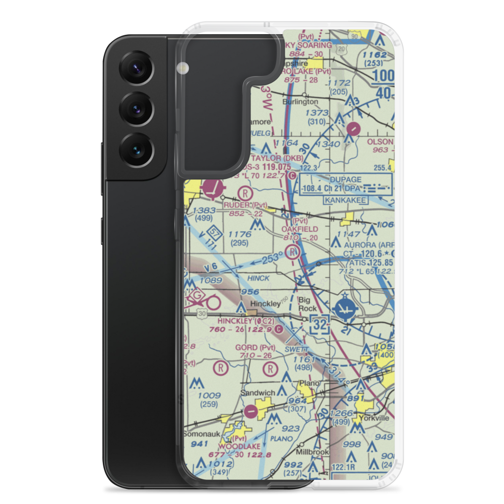 Oakfield RLA Airport (IL85) VFR Sectional Samsung Case Samsung Galaxy S22 Plus model shown
