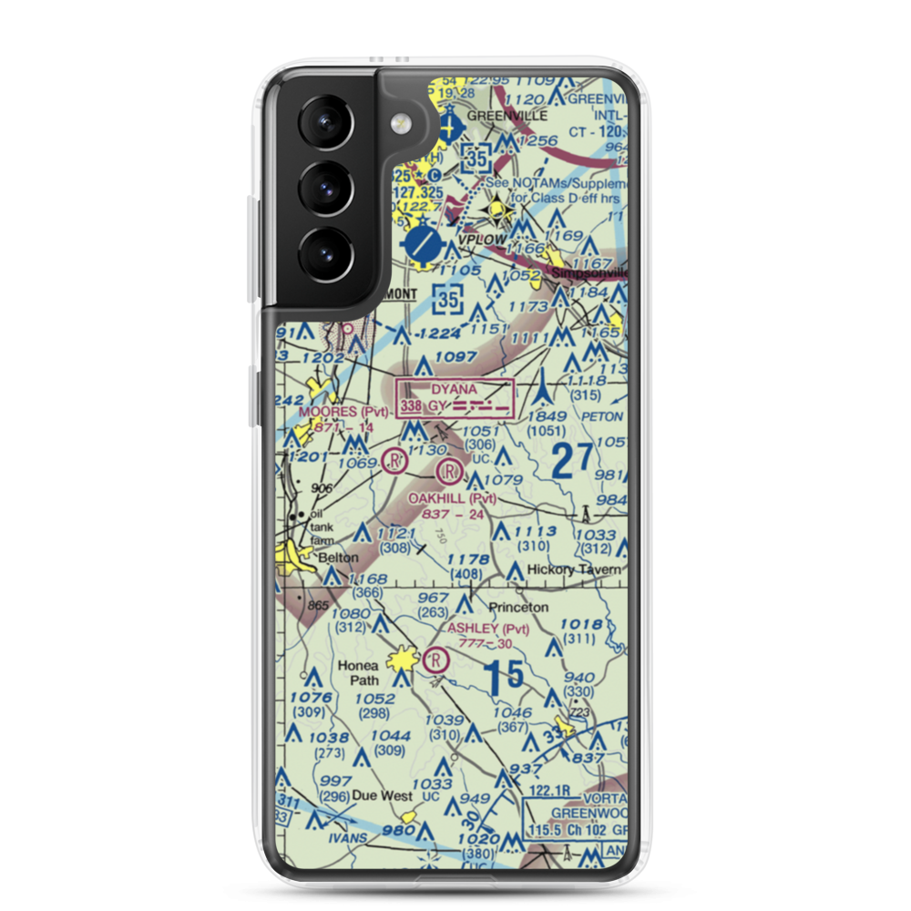 Oakhill Airpark (SC82) VFR Sectional Samsung Case Samsung Galaxy S21 Plus model shown