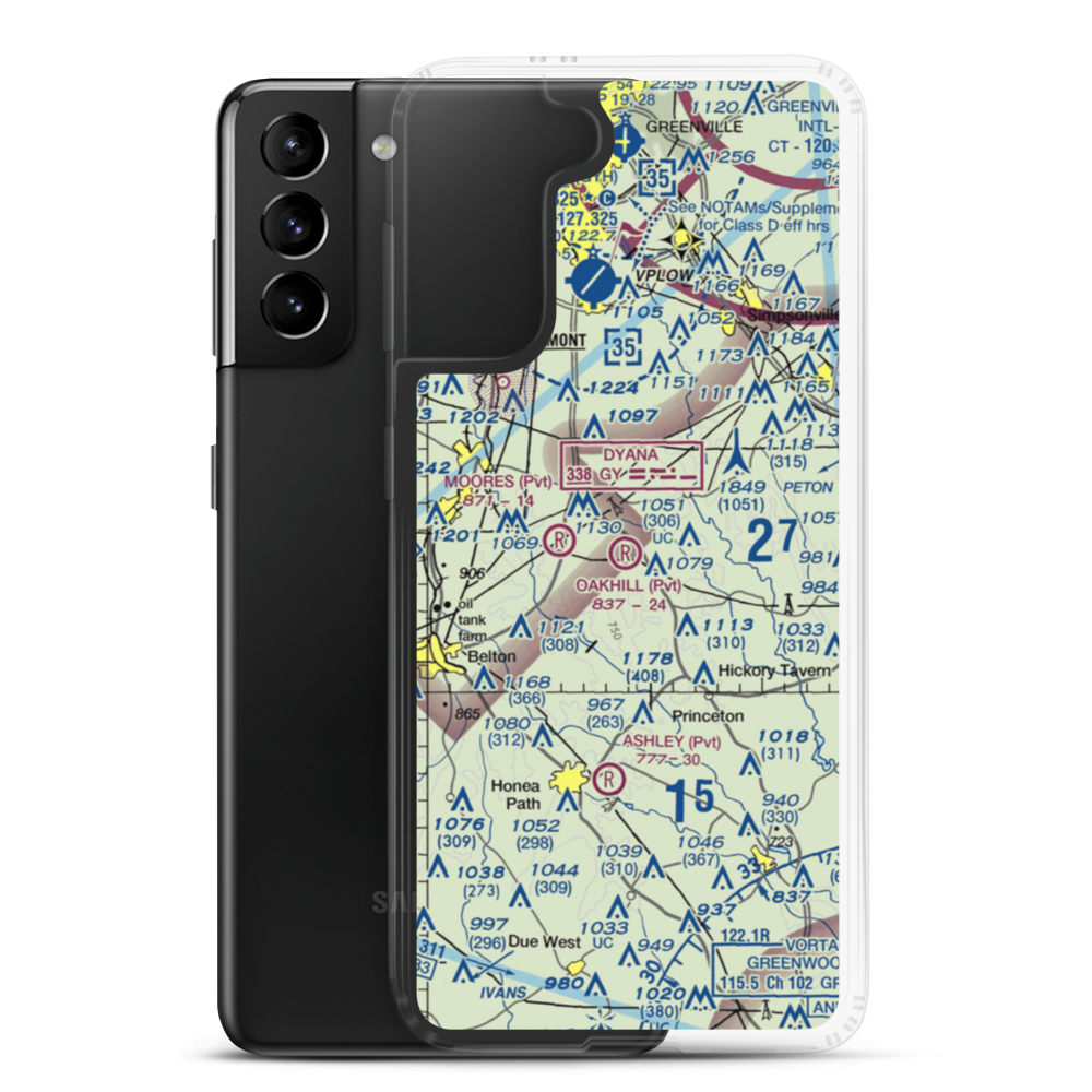 Oakhill Airpark (SC82) VFR Sectional Samsung Case Samsung Galaxy S21 Plus model shown