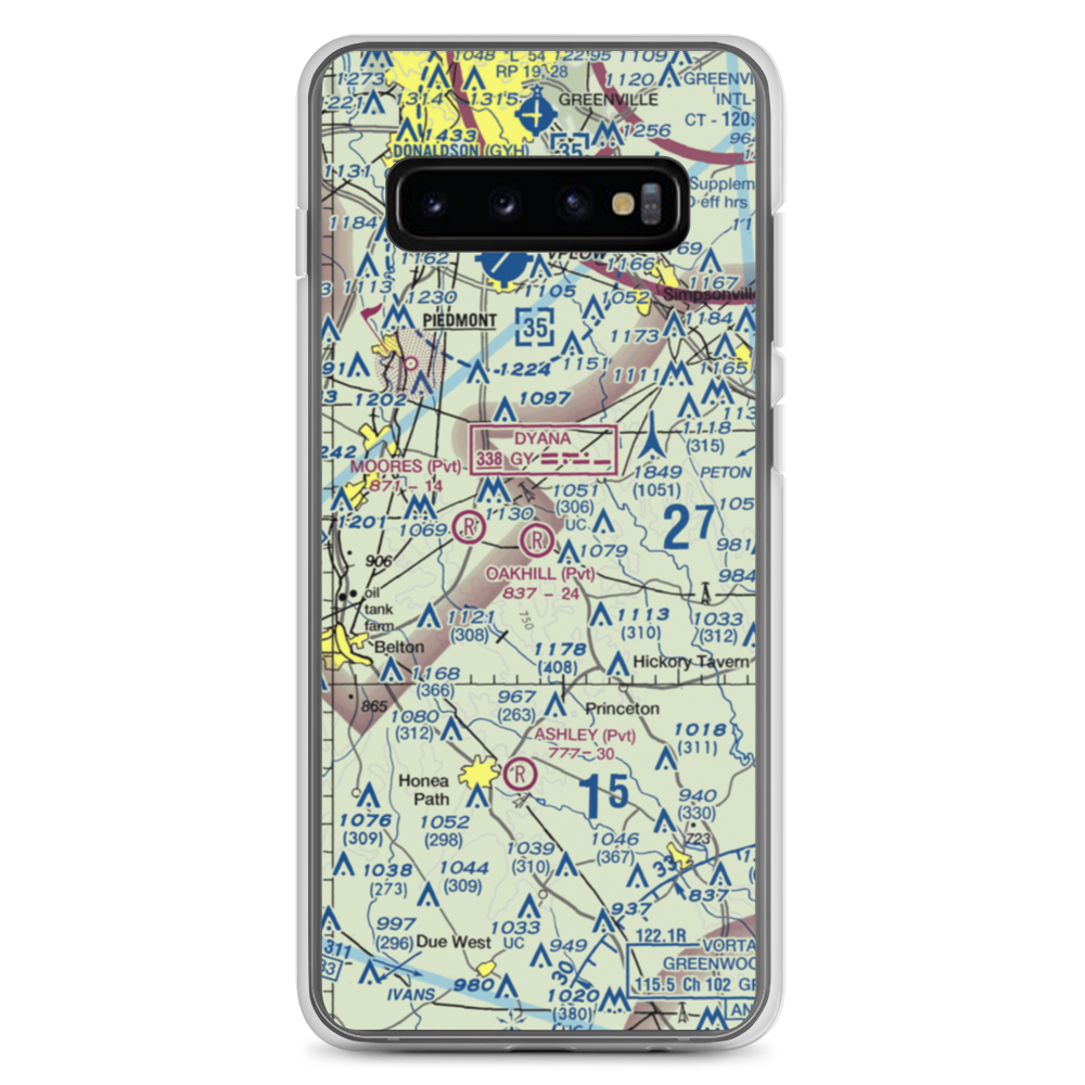 Oakhill Airpark (SC82) VFR Sectional Samsung Case Samsung Galaxy S10+ model shown