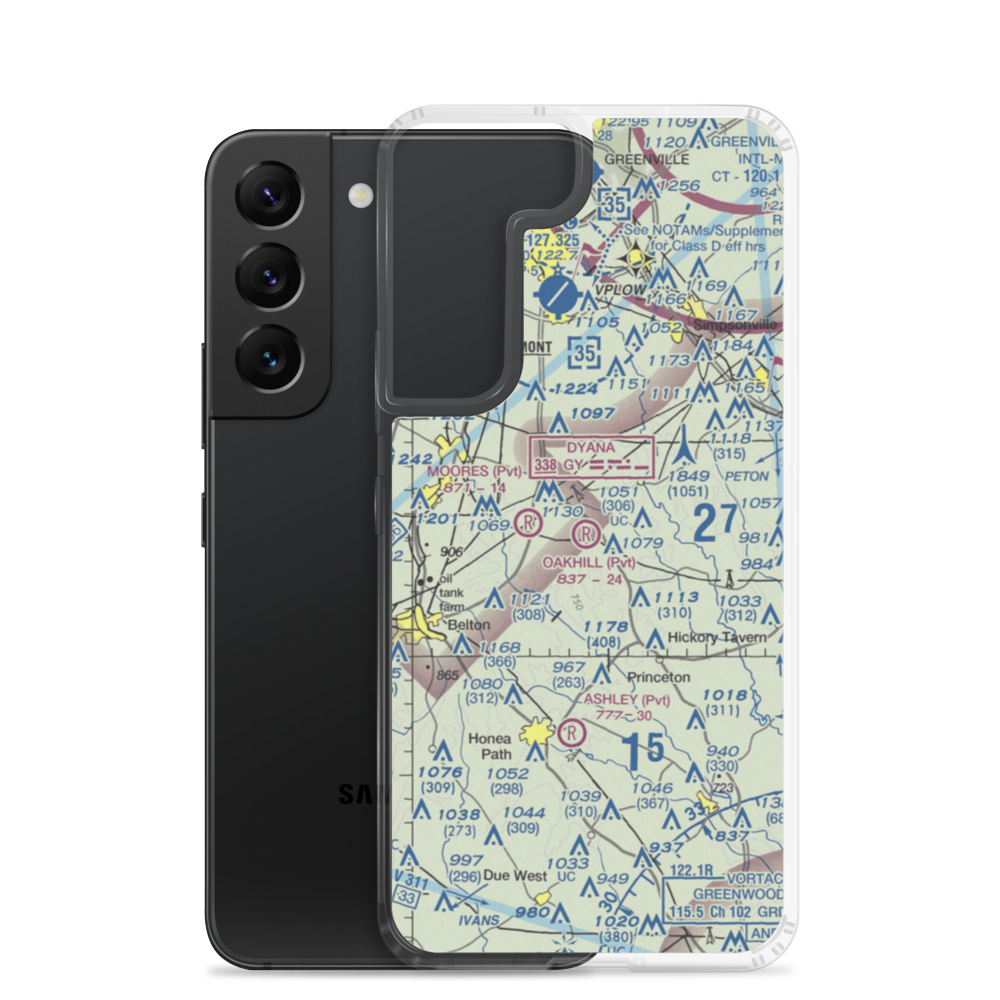 Oakhill Airpark (SC82) VFR Sectional Samsung Case Samsung Galaxy S22 model shown