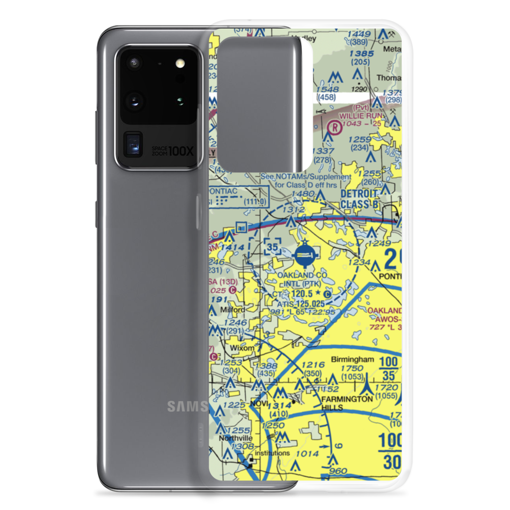 Oakland County International Airport (PTK) VFR Sectional Samsung Case Samsung Galaxy S20 Ultra model shown