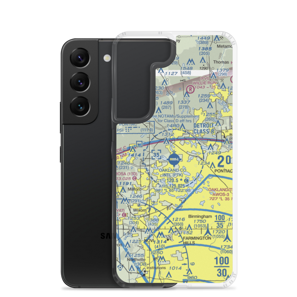 Oakland County International Airport (PTK) VFR Sectional Samsung Case Samsung Galaxy S22 model shown