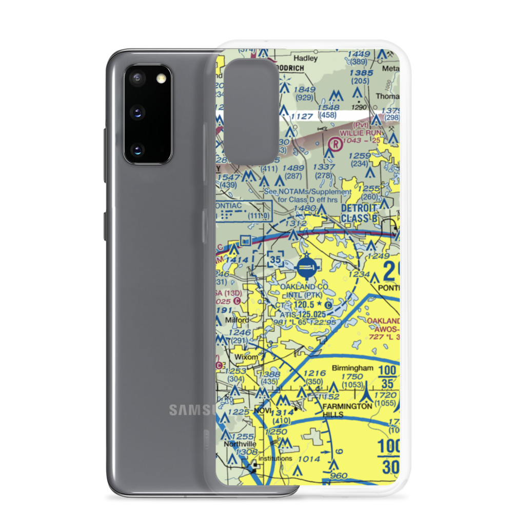Oakland County International Airport (PTK) VFR Sectional Samsung Case Samsung Galaxy S20 model shown