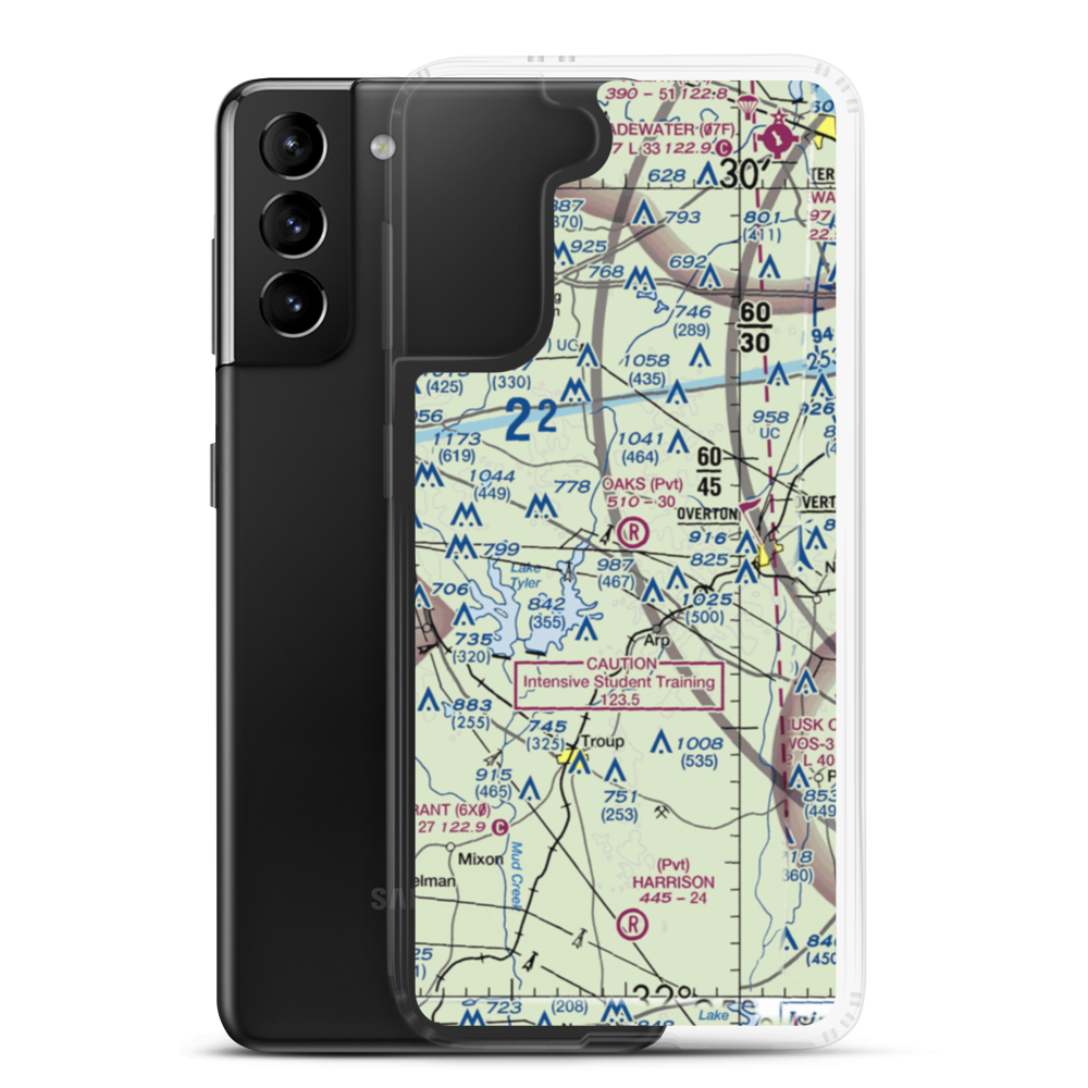 Oaks Airport (TX24) VFR Sectional Samsung Case Samsung Galaxy S21 Plus model shown