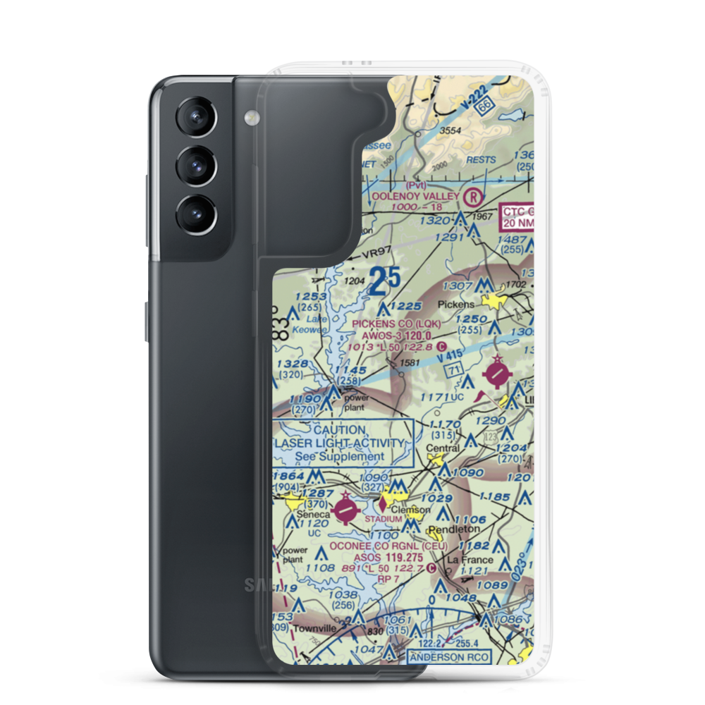 Oakview Airport (SC52) VFR Sectional Samsung Case Samsung Galaxy S21 model shown