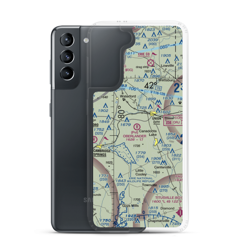 Oberlander Airport (PA52) VFR Sectional Samsung Case Samsung Galaxy S21 model shown