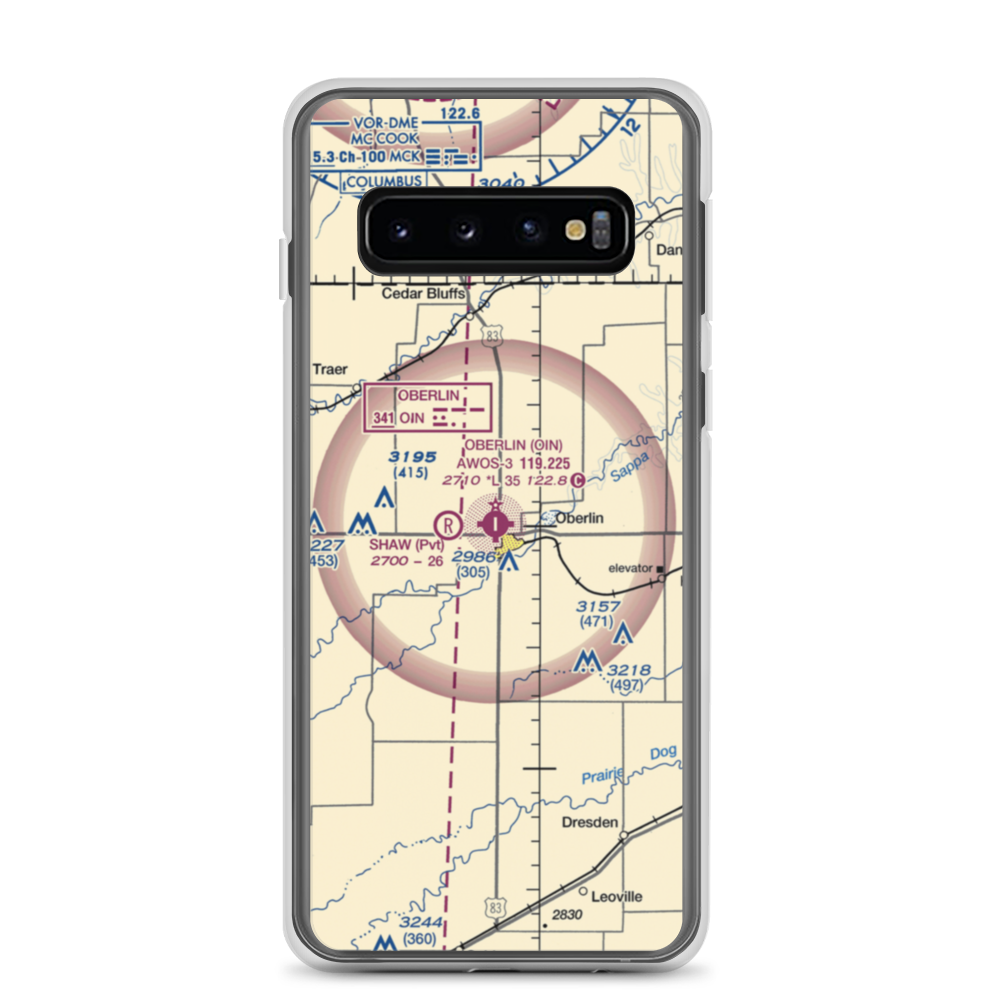 Oberlin Municipal Airport (OIN) VFR Sectional Samsung Case Samsung Galaxy S10 model shown