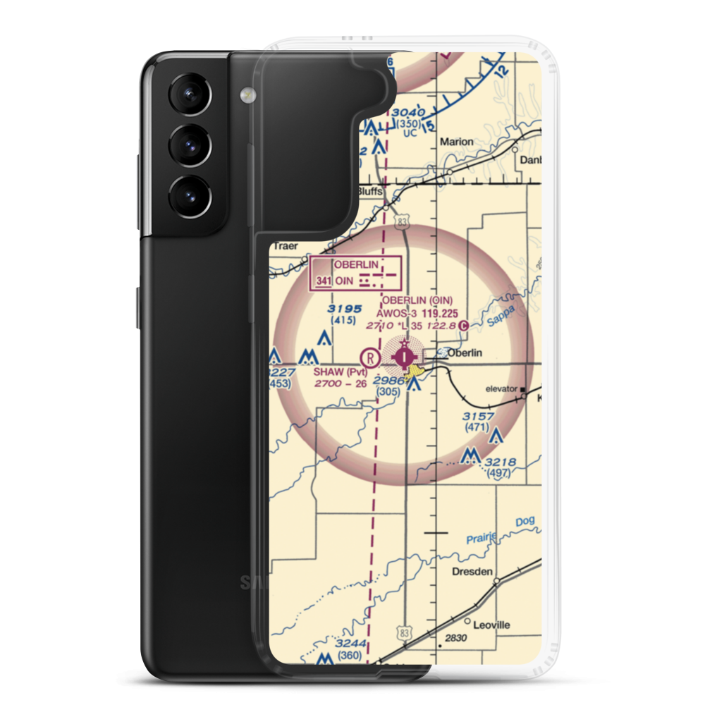 Oberlin Municipal Airport (OIN) VFR Sectional Samsung Case Samsung Galaxy S21 Plus model shown