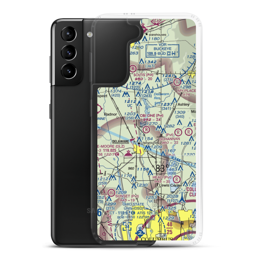 Obi One Airport (7OH3) VFR Sectional Samsung Case Samsung Galaxy S21 Plus model shown