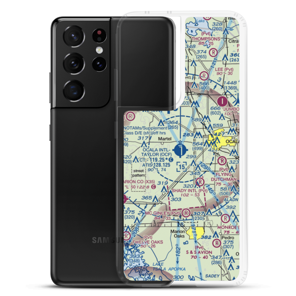 Ocala International Airport - Jim Taylor Field (OCF) VFR Sectional Samsung Case Samsung Galaxy S21 Ultra model shown